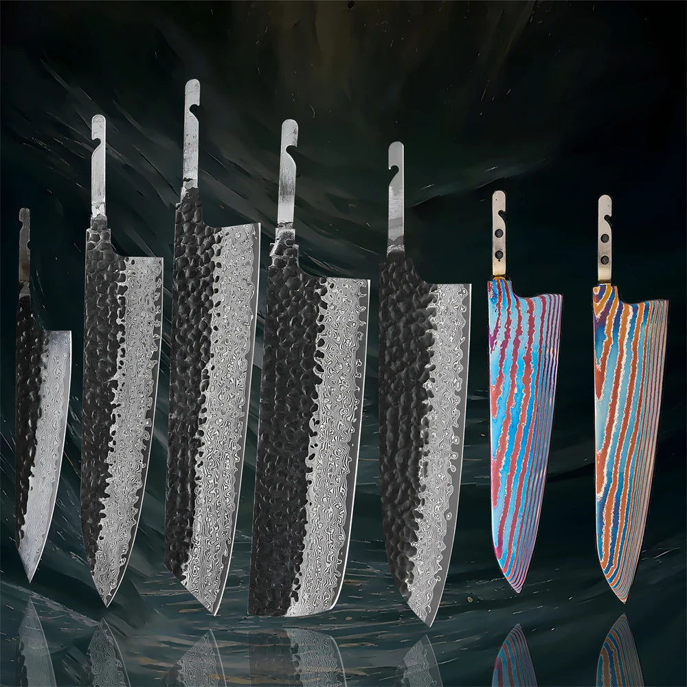 Hand Forged Damascus Timascus Chef Knife Blank Blade – DIY Knife Blank Blade Axl