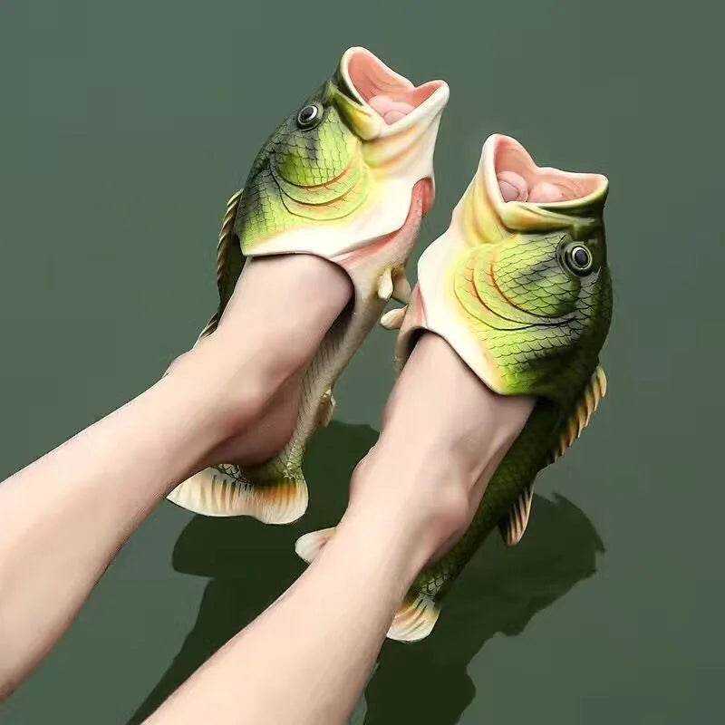 Lorilury Fish Slippers – Novelty Animal Flip Flops, Plus Size Novelty Slippers Axl