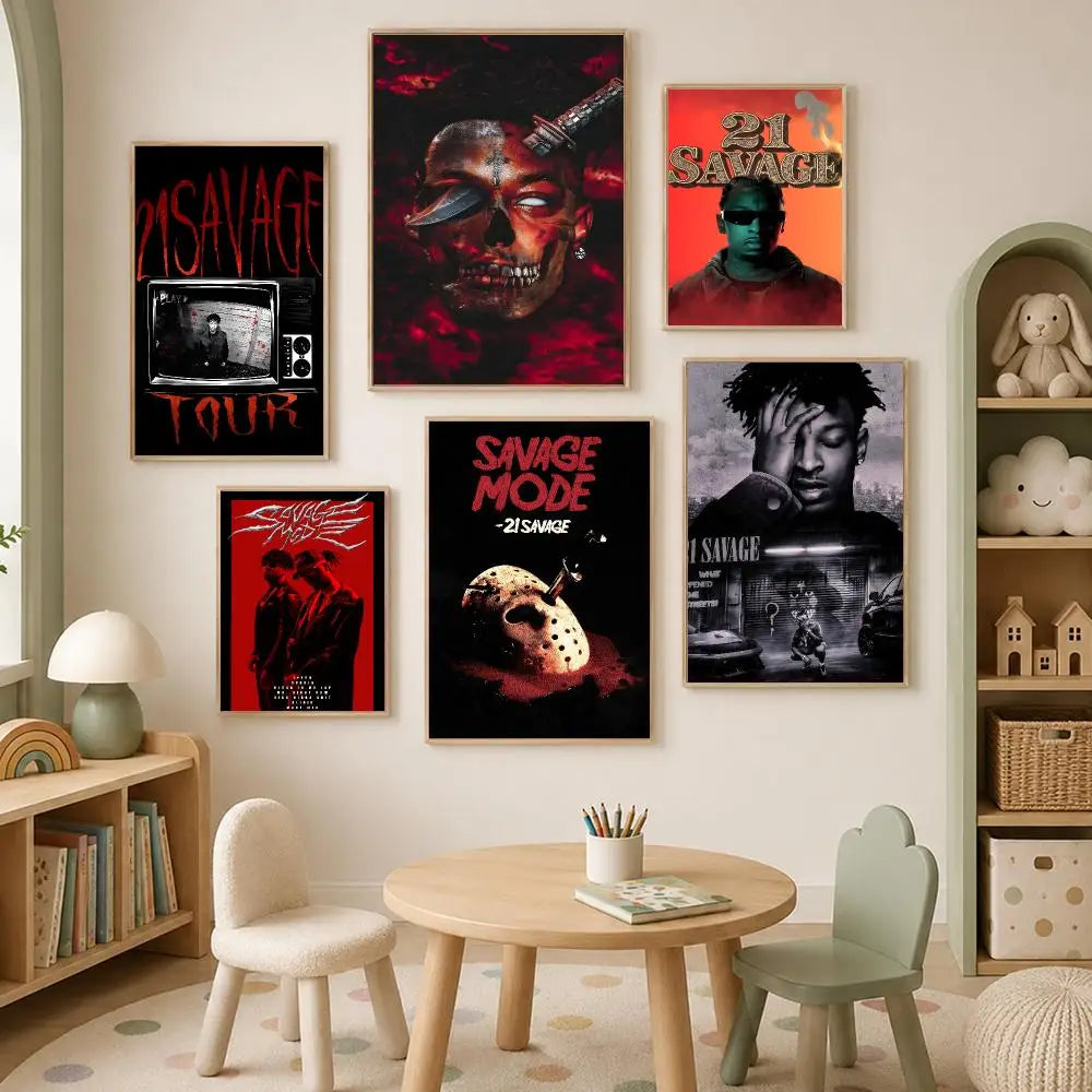 21 Savage Music Poster – Self-Stick HD Waterproof Wall Art Music Wall Poster Axl