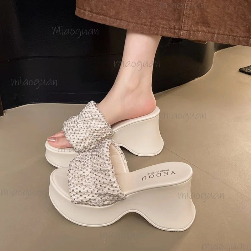Women's Platform Wedge Slide Sandals | Open Toe Summer Slippers Platform Wedge Sandals Axl
