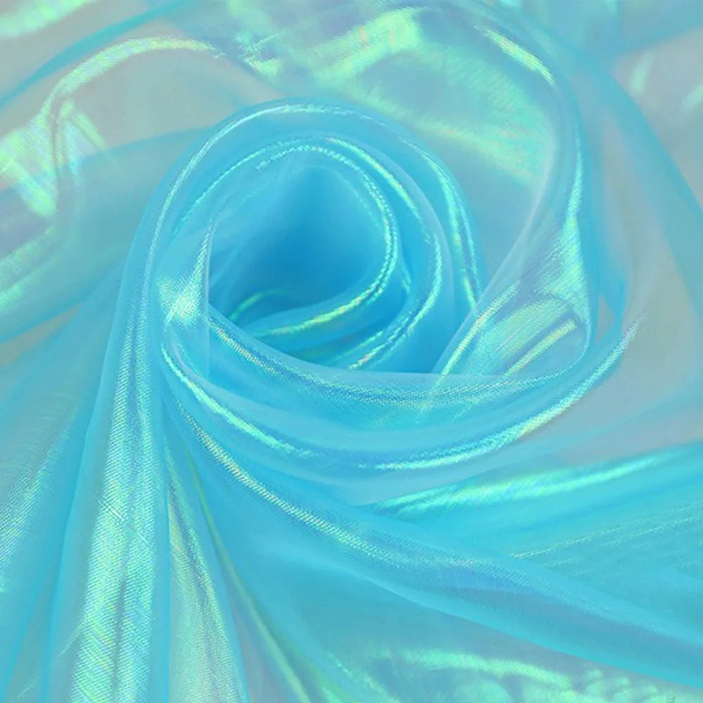 Laser Organza Tulle Fabric – Shiny Voile for Wedding & Stage Organza Tulle Fabric Axl Light Blue L