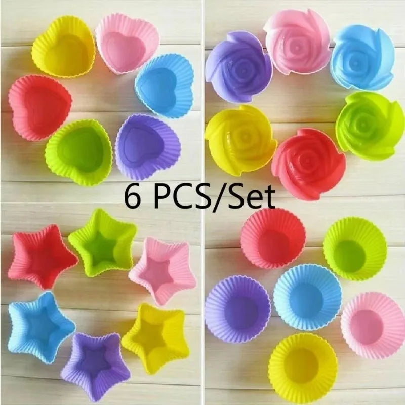 6-Piece Silicone Cupcake Molds – Reusable Nonstick Baking Liners Silicone Baking Molds Axl