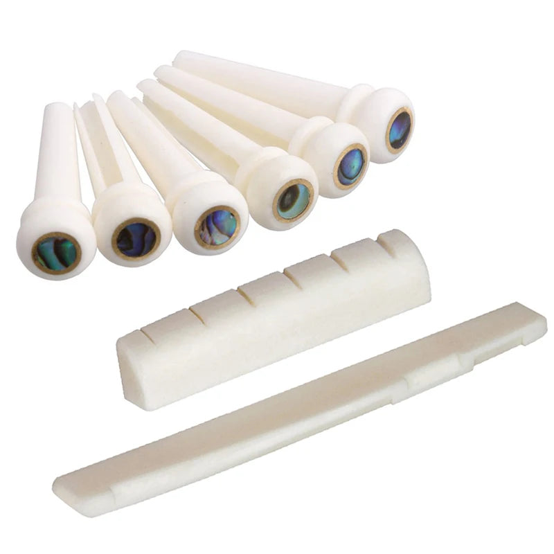 Acoustic Guitar Bridge Pins & Nut Set – ABS Ivory Replacement Guitar Bridge Pin Set Axl
