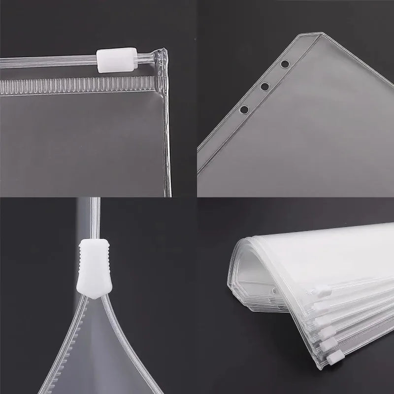 10-Pack PVC Zipper Binder Pockets A5 A6 A7 Cash Envelope Organizer Binder Zipper Pockets Axl