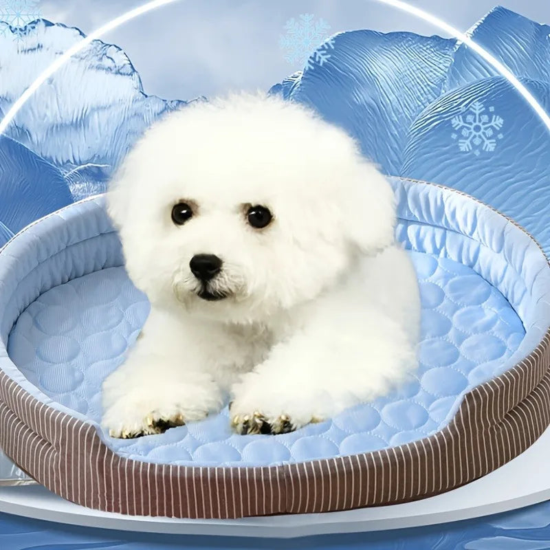 Ice Silk Pet Cooling Pad – Round Bed for Cats & Dogs Pet Cooling Bed Axl