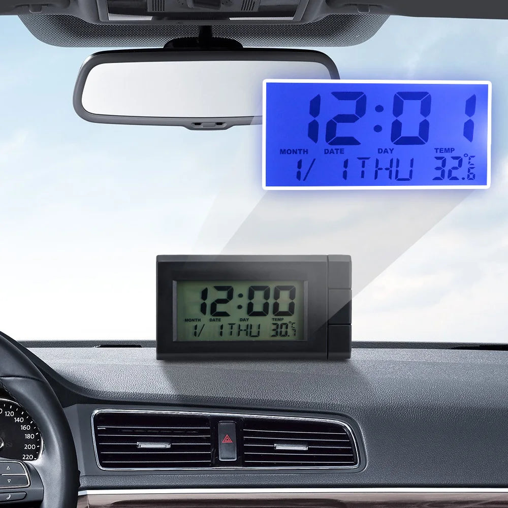 Car LCD Digital Clock – Time, Date & Temperature Display Car Digital Clock Axl