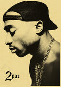 Tupac 2PAC Retro Kraft Paper Poster | Vintage Hip Hop Wall Art Wall Art Poster Axl 16 A4 8.3x11.8inch