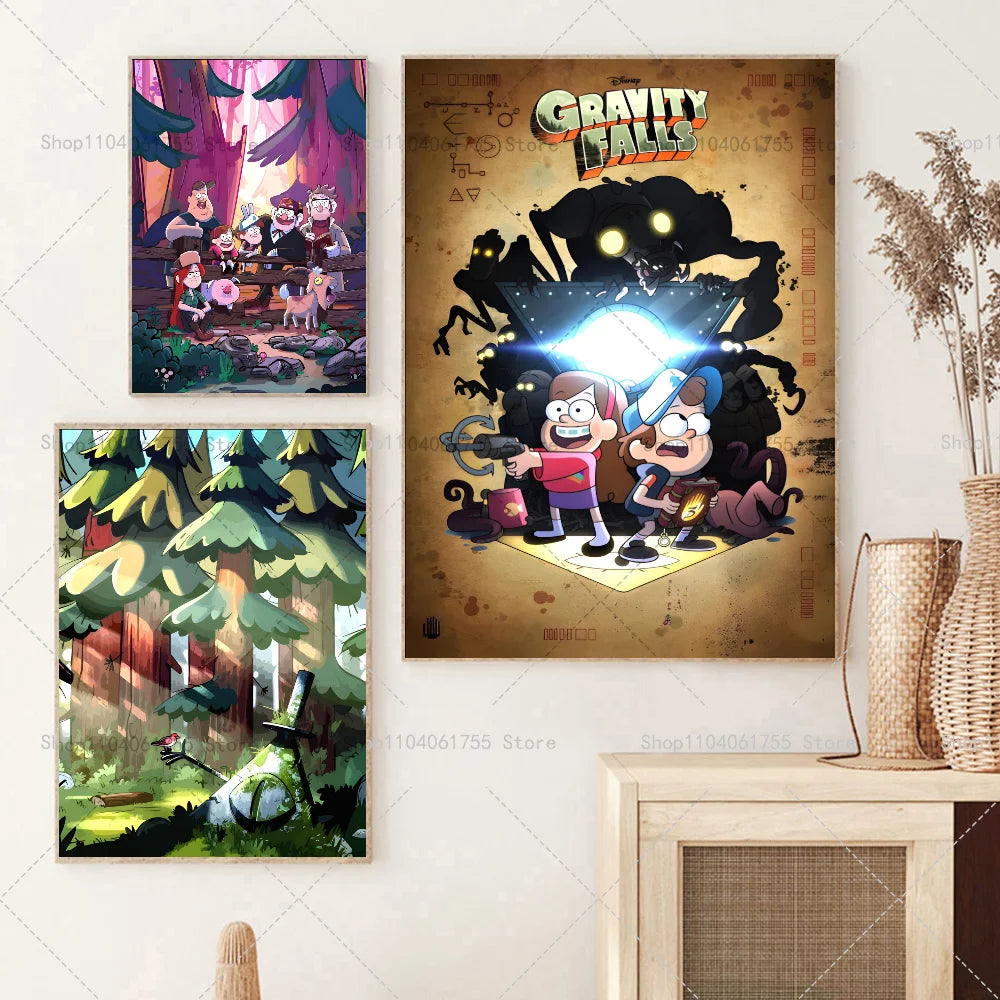 Gravity Falls Wall Poster – Self-Adhesive Waterproof Sticker Wall Art Poster Axl