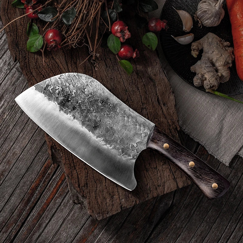 Handmade Full Tang Forged Chef Knife – High-Carbon Steel & Wood Forged Chef Knife Axl
