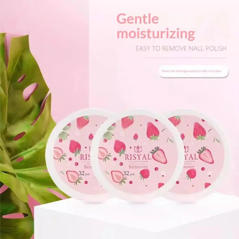 32-Pc Disposable Nail Polish Remover Wipes – Strawberry Scent Nail Polish Remover Axl