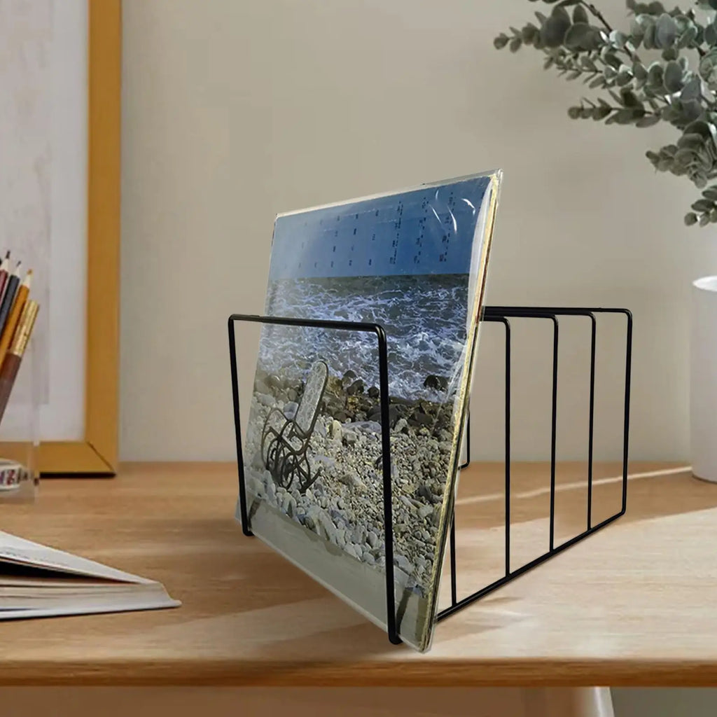 Black Iron Vinyl Record Stand & Desk Organizer Rack Vinyl Record Stand Axl