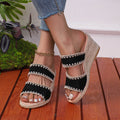 UXST Women's Wedge Sandals – Canvas Slip-On Beach Shoes Women's Wedge Sandals Axl black 43
