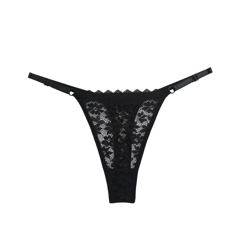 Women's Low-Rise Lace Thong Panties – Soft Traceless Briefs Lace Thong Panties Axl Black M 1pc-1pc-