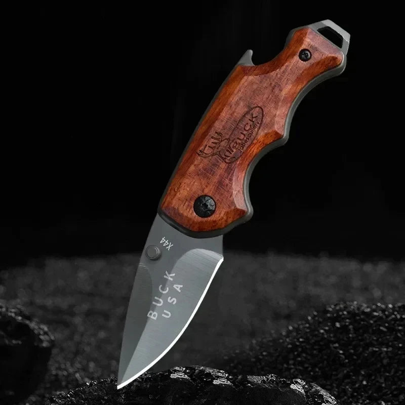 EDC Folding Pocket Knife – Stainless Steel & Wood Handle Folding Pocket Knife Axl