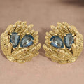 Huitan Blue Cubic Zirconia Geometric Stud Earrings for Women Stud Earrings Axl E5507