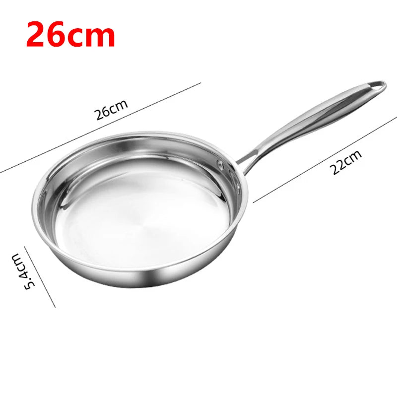 KEMORELA 304 Stainless Steel Uncoated Skillet | Multi-Size Stainless Steel Skillet Axl 26cm
