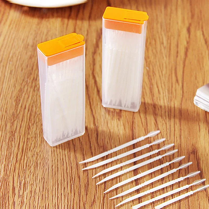 50-Pack Disposable Two-Head Toothpicks with Brush | Travel Dental Dental Toothpicks Axl