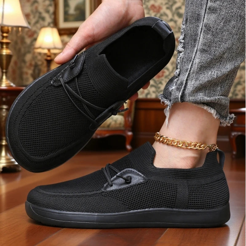 Women's Wide Toe Mesh Loafers – Barefoot Slip-On Sneakers Mesh Slip-On Loafers Axl All black 42