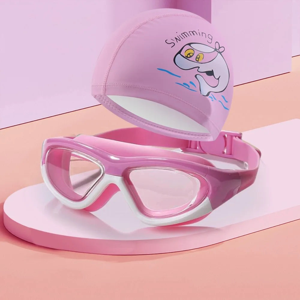 Kids Swimming Cap & Anti-Fog Goggles Set | UV Cartoon Kids Swim Set Axl Style 3