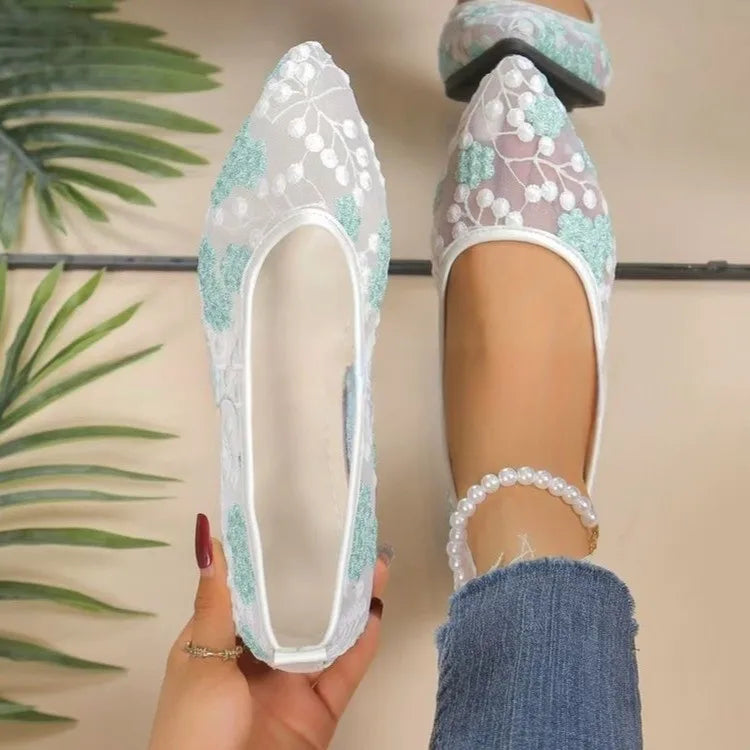 Women's Breathable Mesh Ballet Flats – Slip-On Pointed Toe Ballet Flat Shoes Axl