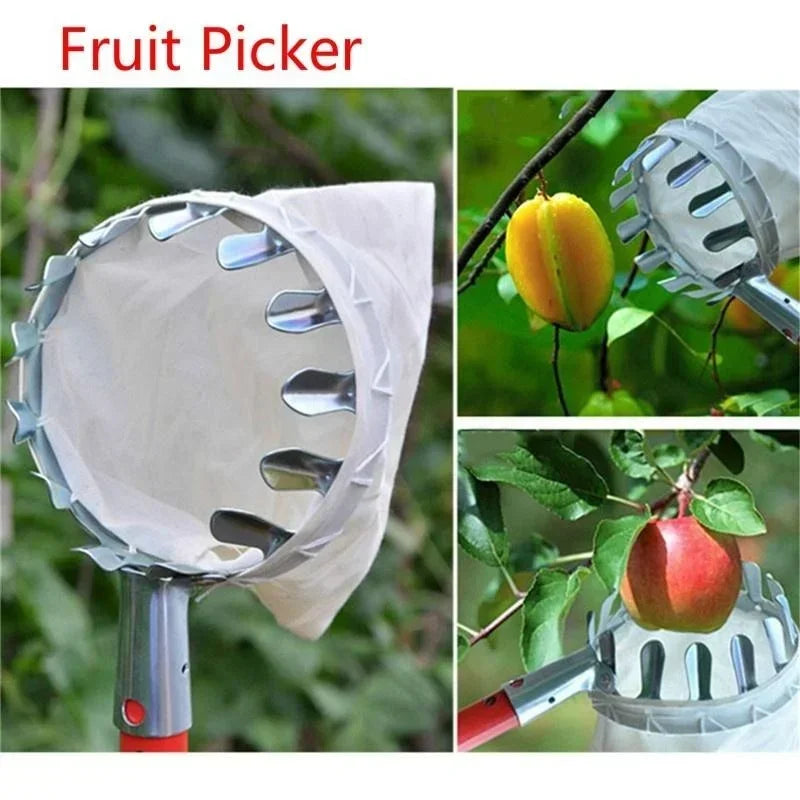 Metal Fruit Picker with Catcher Pouch – Apple, Peach & Pear Fruit Picker Tool Axl