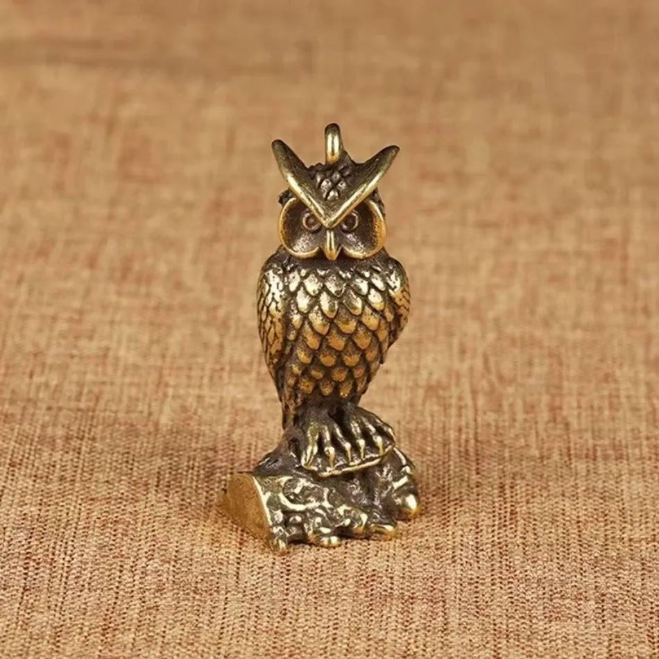 Retro Brass Owl Miniature Statue | Copper Desktop Ornament Miniature Figurine Axl