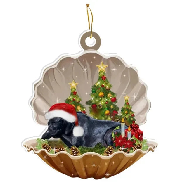 Christmas Puppy Dog Shell Hanging Ornament | Xmas Tree Pendant Christmas Tree Ornament Axl