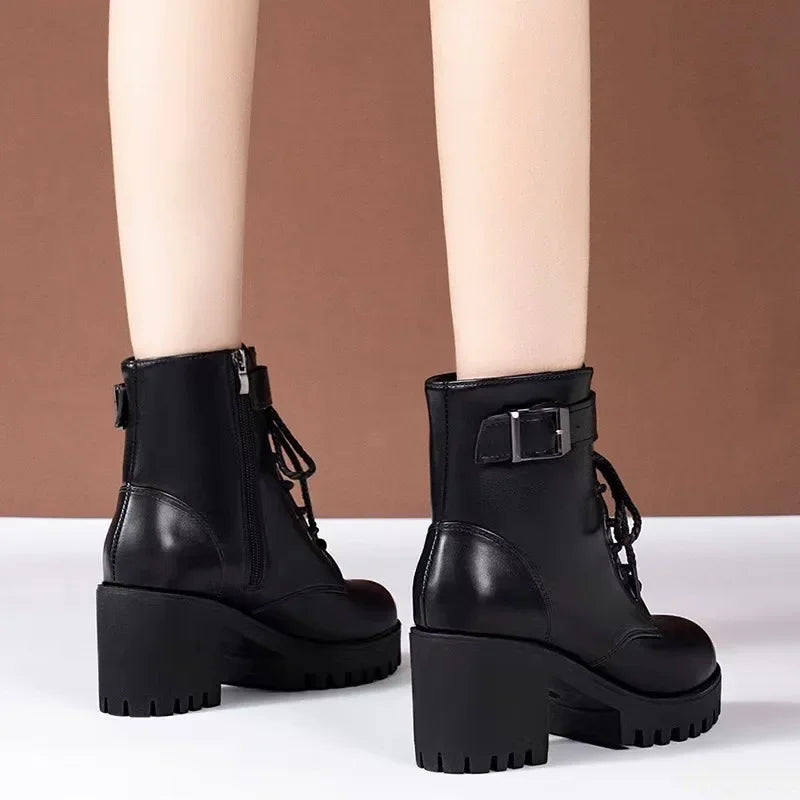 Women's Side-Zip Ankle Boots – Square Heel Round Toe | YBQJOO Women's Ankle Boots Axl