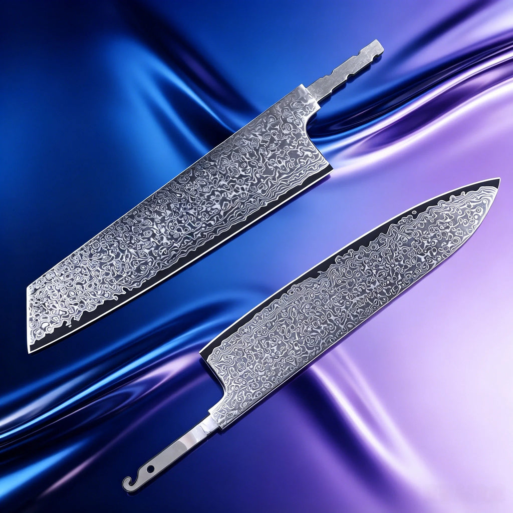 Hand Forged Damascus Steel Chef Knife Blade – 1 or 2 Pcs Damascus Knife Blade Axl