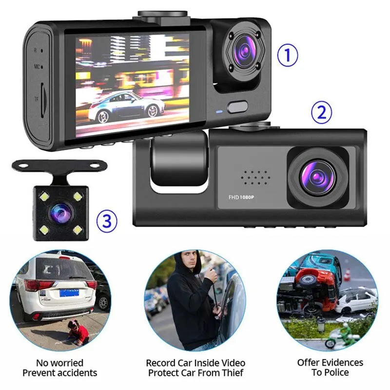 1080P Dual Lens Dash Cam – Front & Interior IR Night Vision DVR Dual Lens Dash Cam Axl