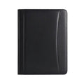 A4 PU Leather Padfolio – Waterproof Zipper Document Organizer Leather Padfolio Axl Black-with notebook