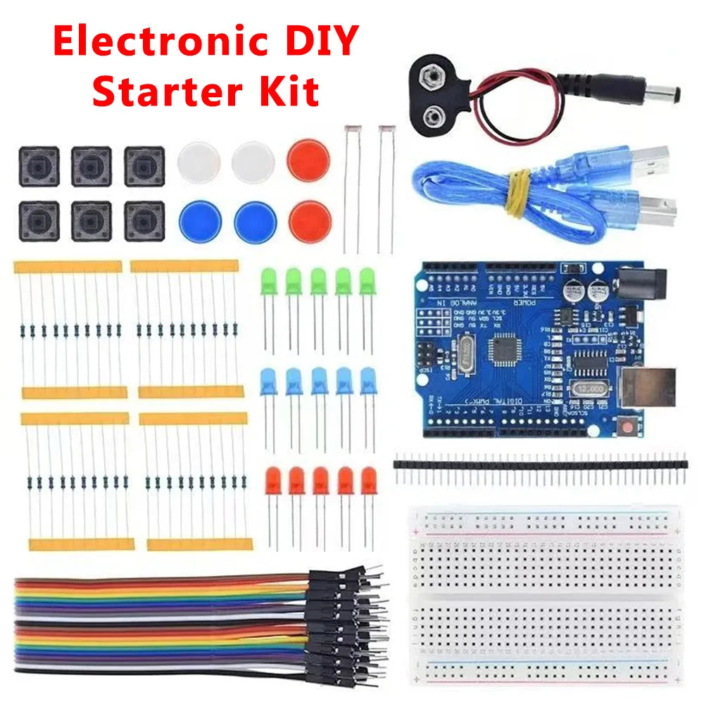 Arduino R3 Starter Kit – Breadboard, LEDs, Jumper Wires & Buttons Electronics Starter Kit Axl With UNO R3