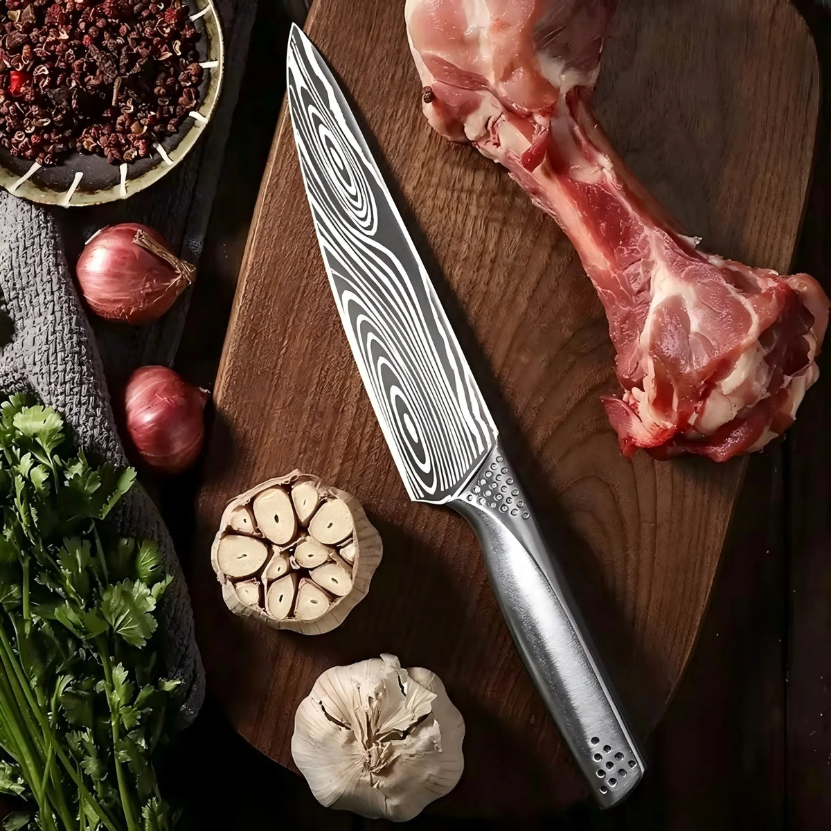 PLYS Damascus Chef Knife – Stainless Steel Boning & Meat Slicer Chef's Knife Axl C