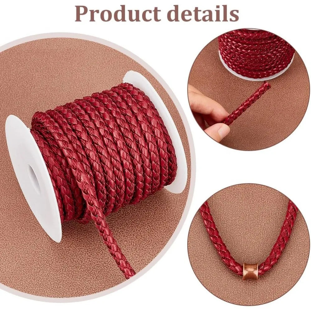 10 Yards Red Braided Leather Cord 5.5mm – DIY Jewelry Rope Leather Craft Cord Axl