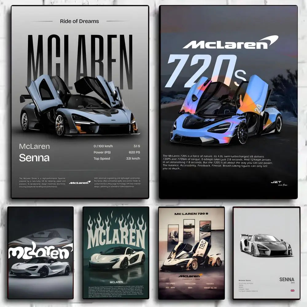 McLaren Supercar Wall Poster – Self-Adhesive Art Sticker Wall Art Poster Axl