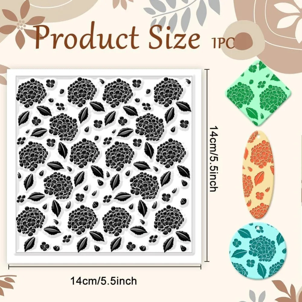 Hydrangea Polymer Clay Texture Sheet – Flower & Leaf Stamp Clay Texture Stamp Axl