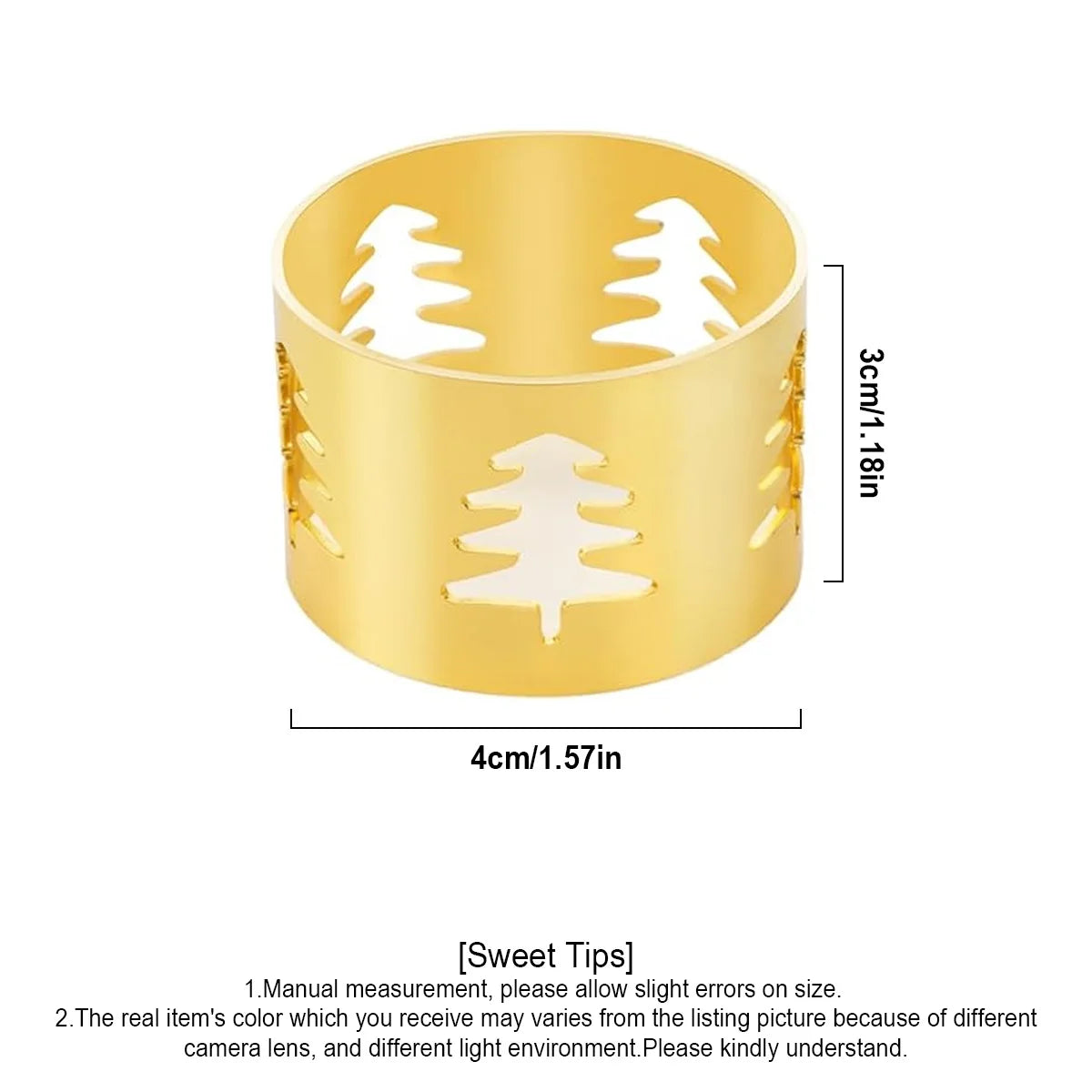 Christmas Napkin Rings Set of 6 – Gold Metal Tree Table Decor Napkin Rings Set Axl