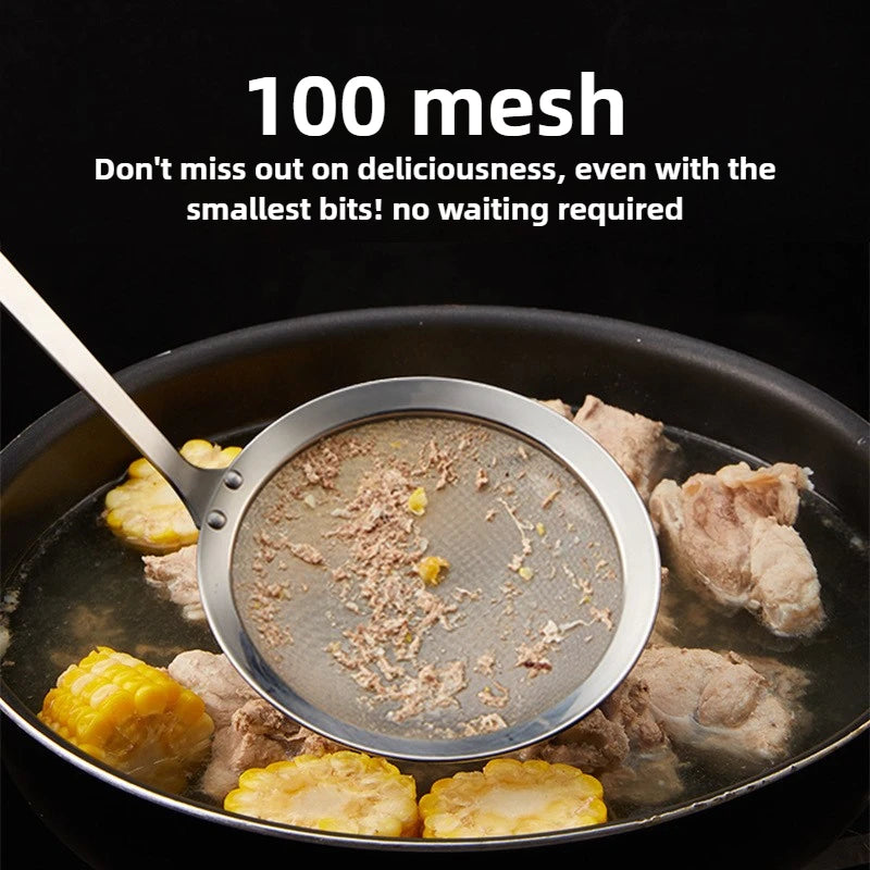 304 Stainless Steel Fine Mesh Skimmer Spoon – Oil & Foam Strainer Mesh Skimmer Spoon Axl
