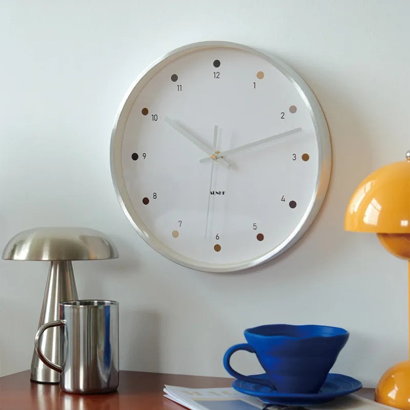 Modern Minimalist Silver Wall Clock – Silent Quartz 35cm Decorative Wall Clock Axl
