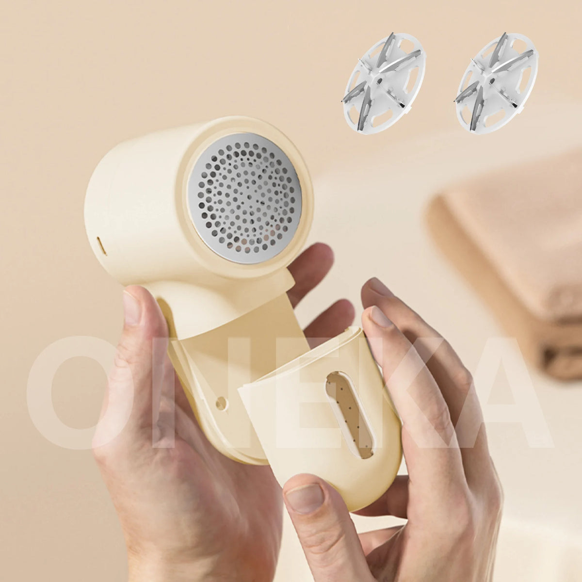 ONEKA LED Fabric Shaver & Lint Remover – Rechargeable Defuzzer Fabric Lint Shaver Axl Khaki