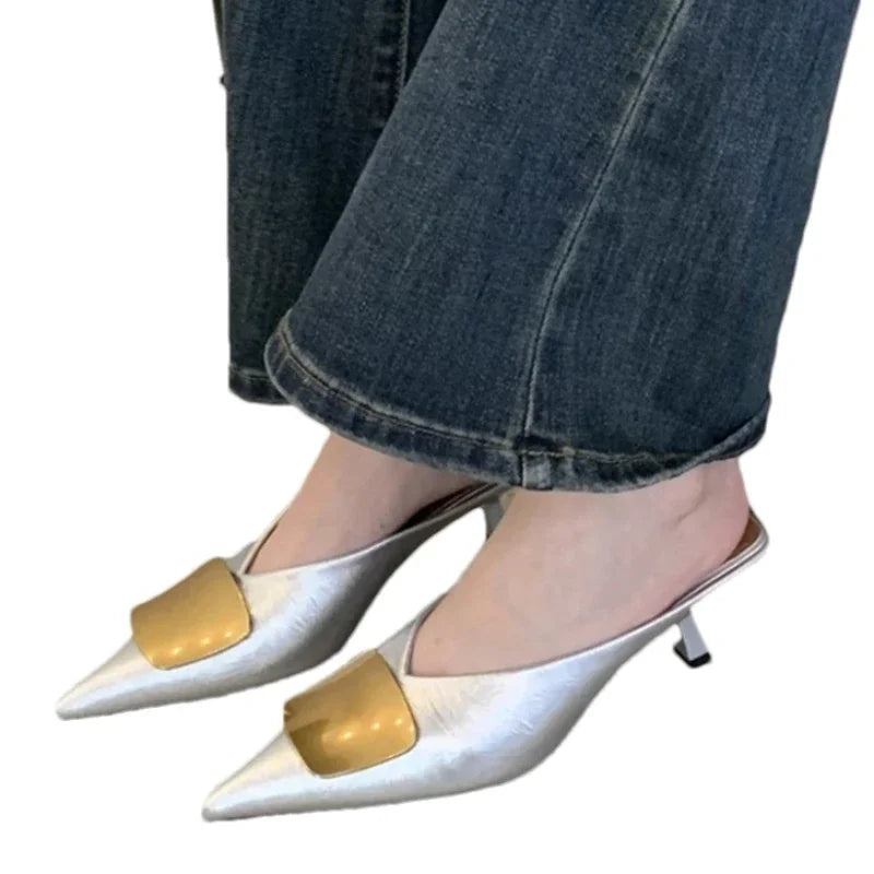 Women's Pointed Toe High Heel Mules – Elegant Party Slides High Heel Mules Axl