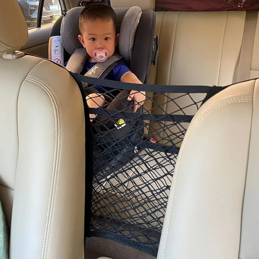Car Mesh Storage Bag Between Seats – Pet & Child Barrier Car Seat Organizer Axl