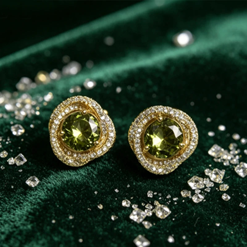Huitan Green Cubic Zirconia Knot Stud Earrings for Women Stud Earrings Axl E4884