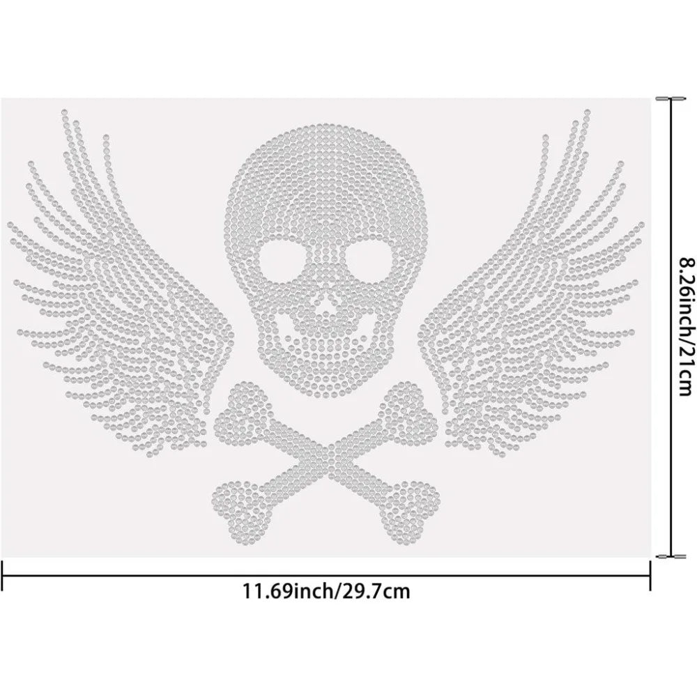 Iron-On Rhinestone Wings Patch – Clear Bling Heat Transfer Appliqué Iron-On Patch Axl