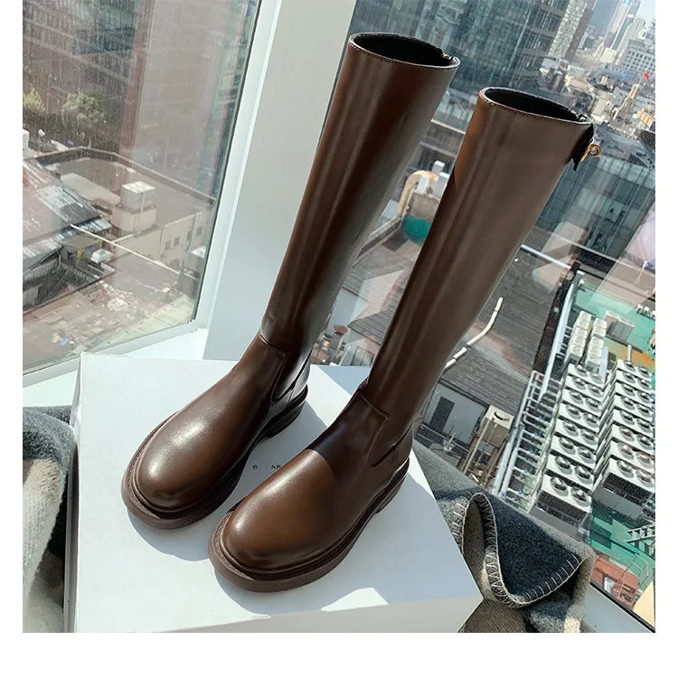 Women's Knee-High Knight Boots – Wedge Heel & Side Zip Knee-High Boots Axl