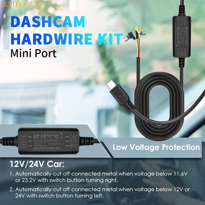 24H Parking Mode Hardwire Kit – Mini USB & Type-C Dash Cam Dash Cam Hardwire Kit Axl