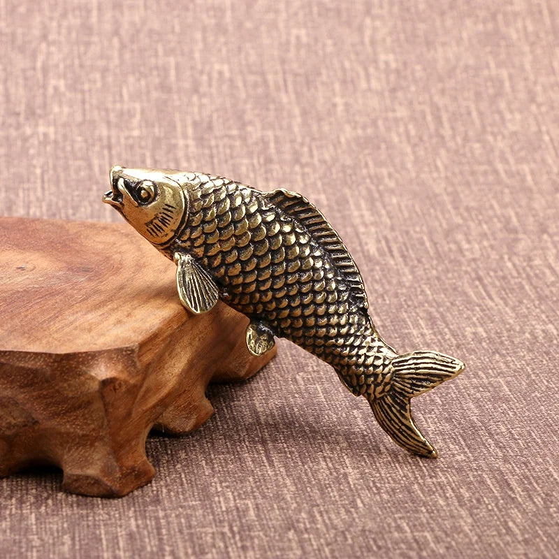 Solid Brass Carp Fish Statue – Feng Shui Desktop Ornament Brass Figurine Axl Default Title
