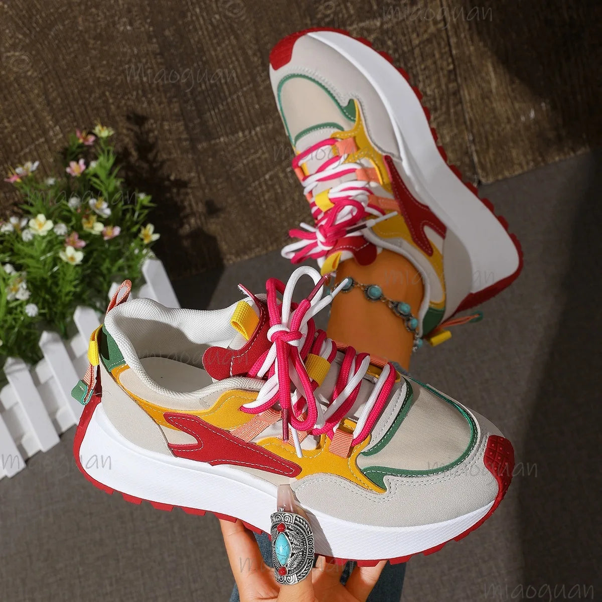 Women's Thick Sole Sneakers – Breathable Height Boost Casual Shoes Women's Platform Sneakers Axl