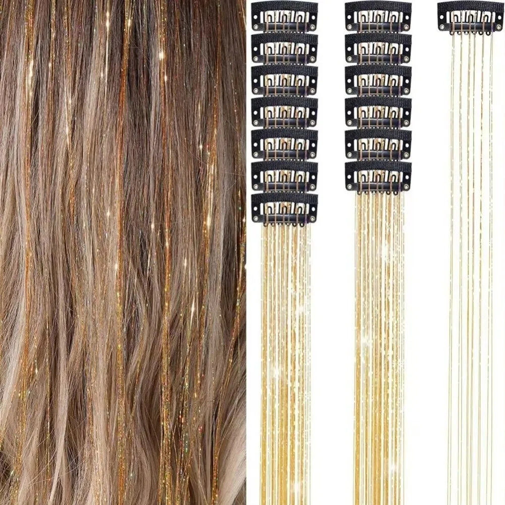 Fairy Hair Tinsel Clip-In Sparkle Extension – 10 Colors 50cm Clip-In Hair Extension Axl