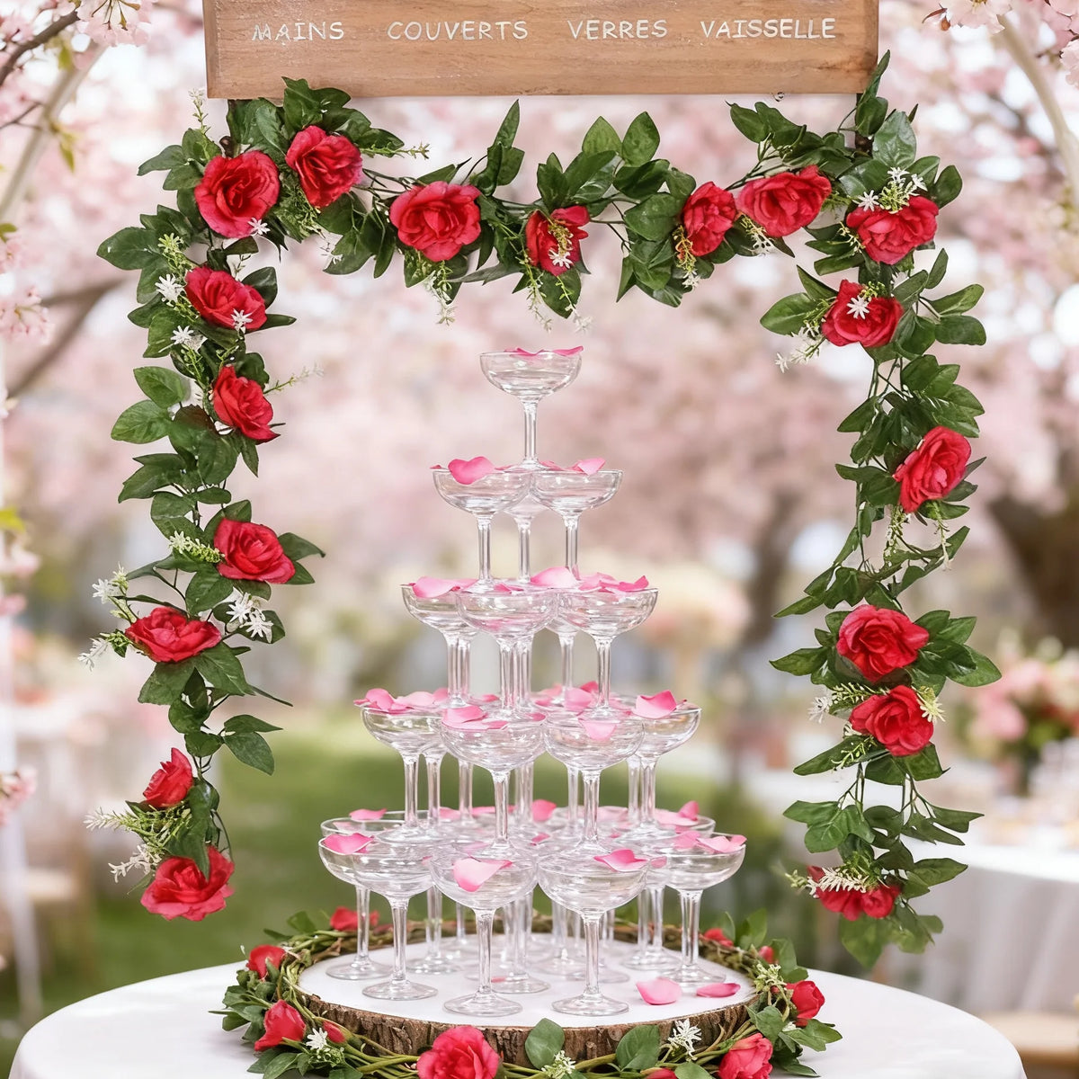 Artificial Rose Vine Garland – Silk Flower Wall Decor 220cm Silk Flower Garland Axl